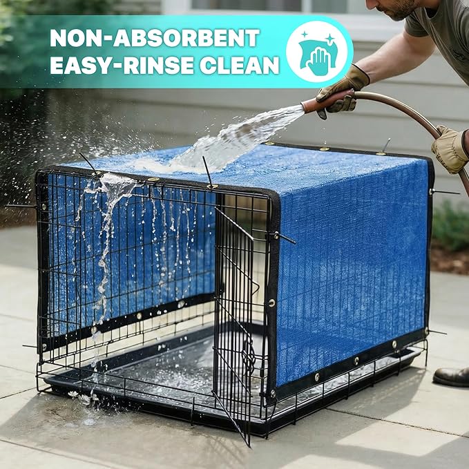 Royal Shade 6' x 28' Blue Custom Size 90% Shade Cloth Dog Kennel Shade Mesh Tarp Sunblock with Grommets for Dog Kennel Cover, Fence Privacy Screen, Greenhouse, Chicken Coop & Pet Playpen.