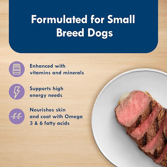 Blue Buffalo Delights Natural Adult Small Breed Wet Dog Food Cups, Pate Style, Porterhouse Flavor in Savory Juice 3.5-oz (Pack of 12)