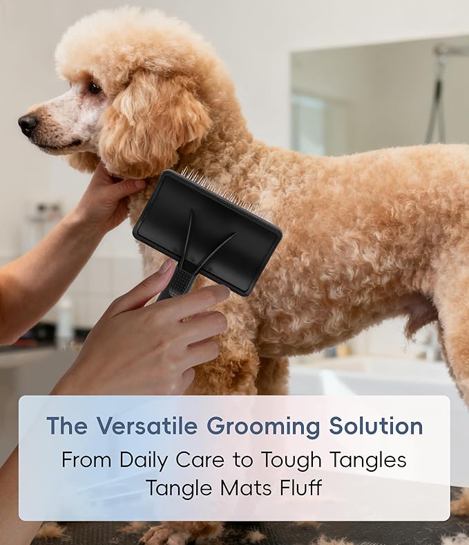 Fenice Peak Premium Dog Slicker Brush for Thick Fur, Ultra-Long 0.98" Pins, 135° Memory Soft Pins, Comfortable Non-Slip Handle, Ideal for Goldendoodle, Poodle & Labradoodle, Pink