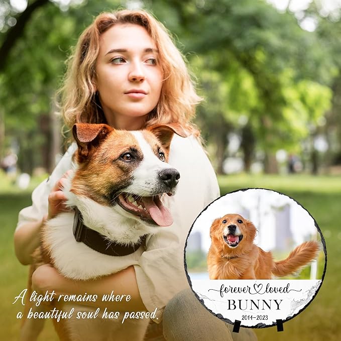 Pet Memorial Gifts, Dog Memorial Stone, Loss of Dog Sympathy Bereavement Remembrance Gifts, Dogs Cats Memory Gift for Pet Lovers, Cemetery Decorations for Grave, Home Decor Memory Picture Frame
