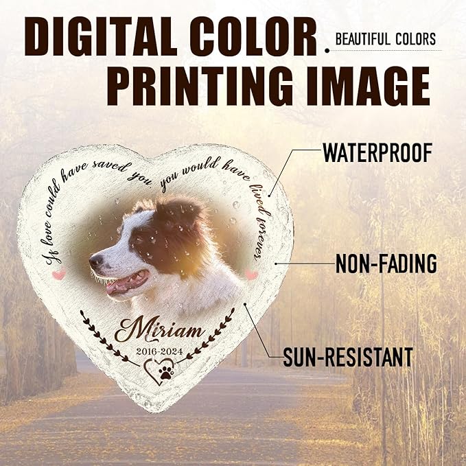 Dog Memorial Gifts for Loss of Dog, Personalized Dog Memorial Stone Plaque with Photo Name, Custom Dog Pet Grave Headstone, Loss of Dog Sympathy Gift for Dog Cat Lovers