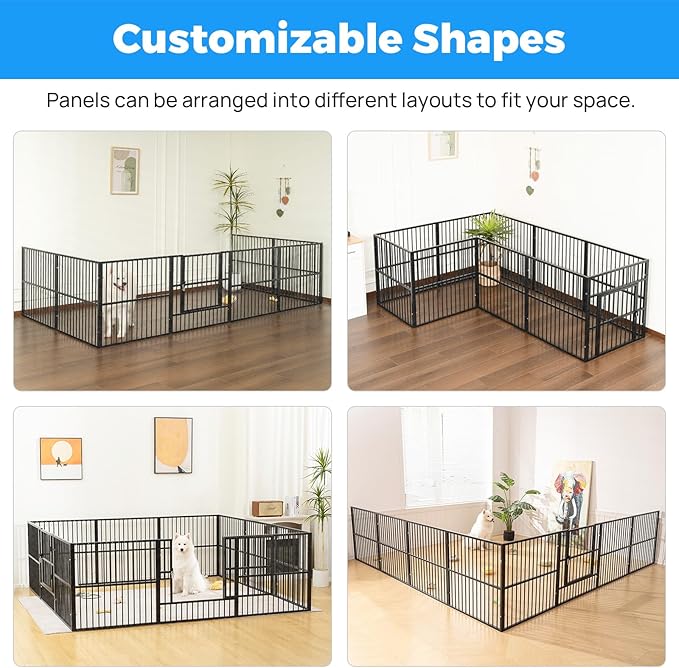 Dog Playpen - 32" Height Dog Pen, Heavy Duty Puppy Pen with Door, Safe & Sturdy, Easy Assemble for Indoor/Outdoor Pet Playpen (8 Panels with Door)