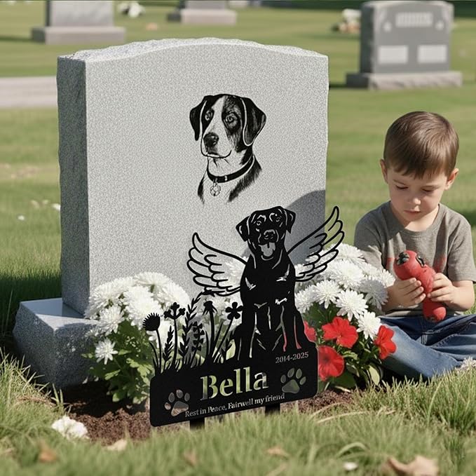 Custom Dog Grave Markers Outdoor, Personalized Pet Grave Marker Stake Dog Memorial, Outdoor Weatherproof Pet Cemetery Sign, Personalized Dog Memorial Gifts for Loss of Dog