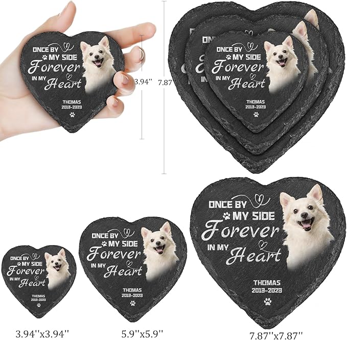 Dog Memorial Gifts for Loss of Dog, Personalized Pet Memorial Stone Plaque with Photo Name, Custom Pet Grave Headstone, Loss of Pet Sympathy Gift for Dog Cat Lovers