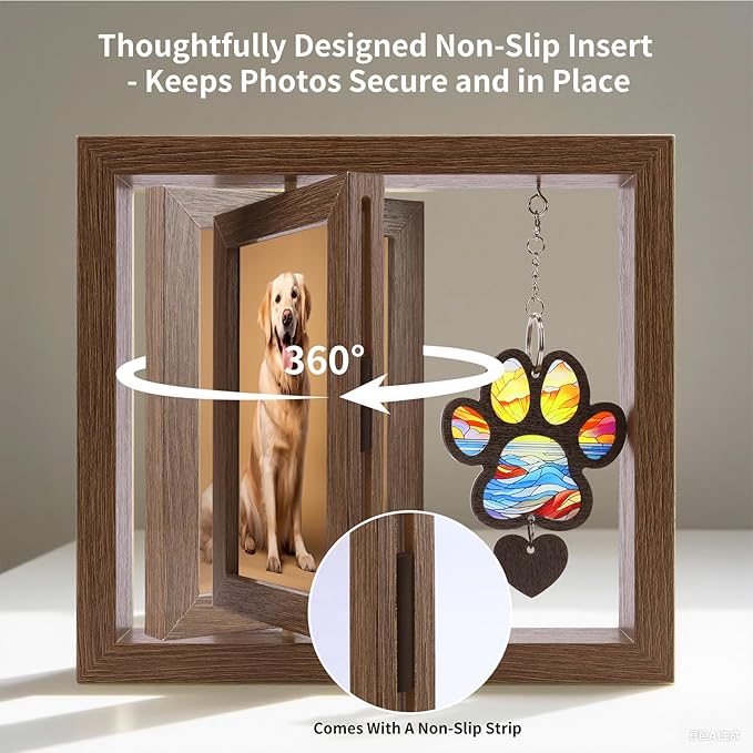 Dog Memorial Picture Frame – 4x6 Wooden Photo Frame for Pet Loss – Sympathy Remembrance Gift for Dog or Cat Lovers (Muliti-ColorPaw)