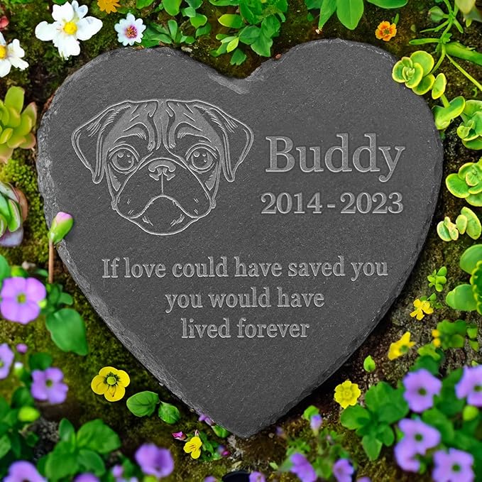 Personalized Pug Memorial, Pug Dog Memorial Stone, Loss of Pug, Pug Keepsake, in Loving Memory Pug