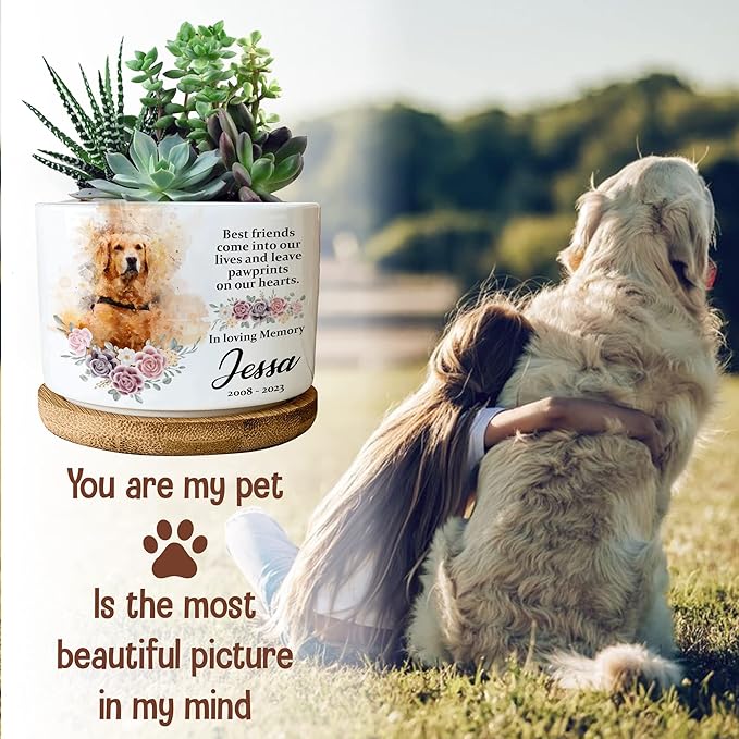 Customized Pet Dog Memorial Plant Pot Pet Remembrance Dog With Heartfelt Sentimental Quote Garden Decor Funeral Keepsake Bereavement Gifts For Loss Of Pet Picture Gift For Someone Lost Pet