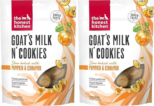 The Honest Kitchen Human Grade Goat's Milk N' Cookies: Slow Baked with Pumpkin,8 oz Bag,(Pack of 2)