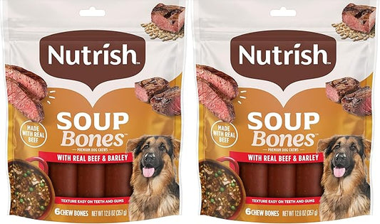 Nutrish Soup Bones Premium Dog Chews with Real Beef and Barley,6 Chews (Rachael Ray),(Pack of 2)