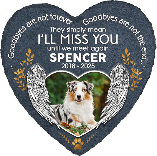 I'll Miss You Until We Meet Again Custom Photo Dog Memorial Stone, Dog Memorial Gifts for Loss of Dog, Pet Memorial Stones for Dogs, Sympathy Gifts for Dog Lovers, Pet Remembrance Gifts