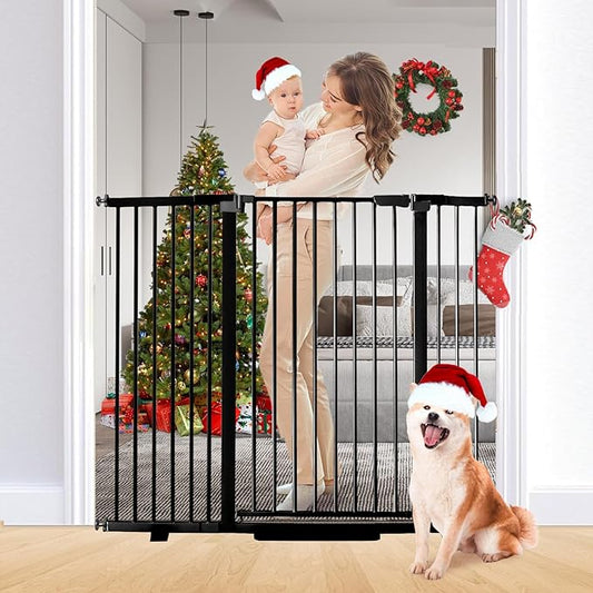 41" Tall Safety Pet Gate,Adjustable 29.92"-57.48" Wide,No Drilling Pressure Mount Kit,Auto Close Cat Gate Suitable for Stairs,Doorways,Black (Black, 29.92"-57.48" W)