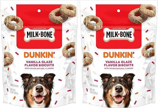 Milk-Bone Limited Edition Dunkin' Vanilla Glaze Flavor Biscuit Dog Treats, 8 Ounce (Pack of 2)