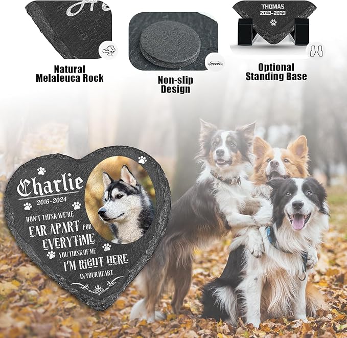 Dog Memorial Gifts for Loss of Dog, Personalized Dog Memorial Stone Plaque with Photo Name, Custom Dog Pet Grave Headstone, Loss of Dog Sympathy Gift for Dog Cat Lovers