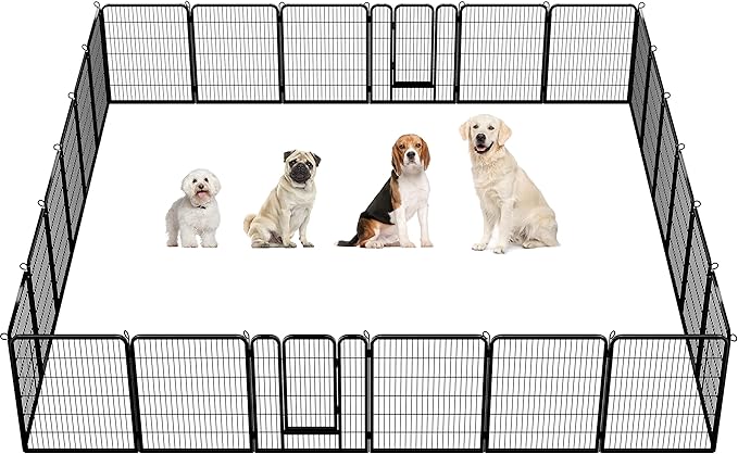 Yaheetech Dog Playpen Indoor, Extra Wide Outdoor Dog Fence Foldable Pet Puppy Exercise Pen for Yard/Garden/RV Camping, 24 Panels 40 Inch Height x 32 Inch Width