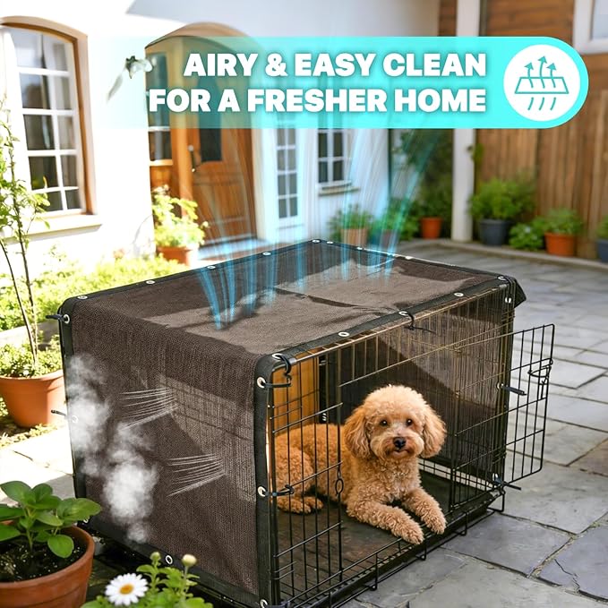 Royal Shade 8' x 8' Brown Custom Size 90% Shade Cloth Dog Kennel Shade Mesh Tarp Sunblock with Grommets for Dog Kennel Cover, Fence Privacy Screen, Greenhouse, Chicken Coop & Pet Playpen.