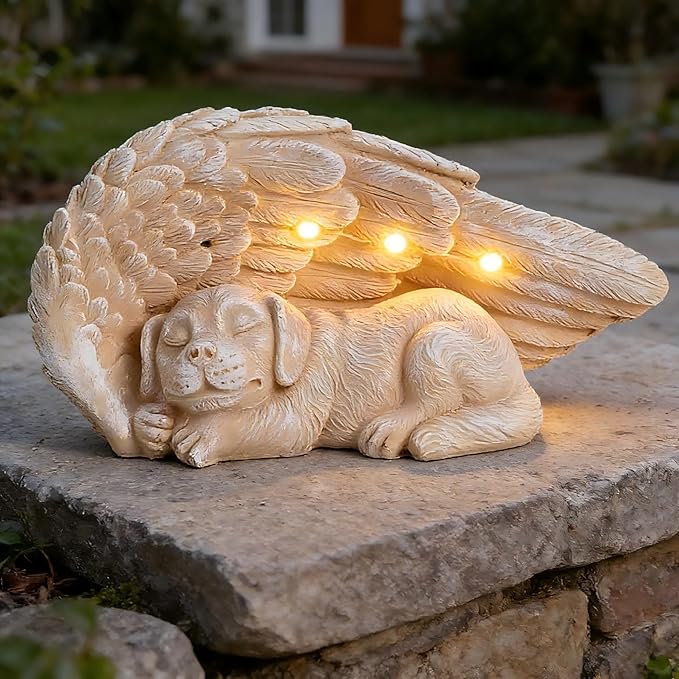 Dog Memorial Gifts – Dog Memorial Gifts for Loss of Dog, Pet Memorial – Forever My Guardian Angel Garden Solar Light & Pet Memorial Stone