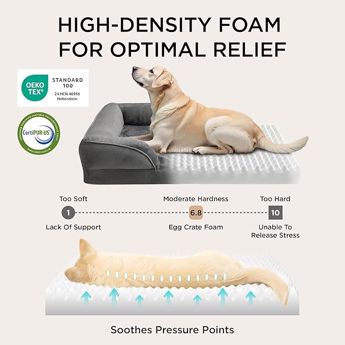 Bedsure Jumbo Orthopedic Dog Bed for Extra Large Dogs - Washable XLarge Dog Cat Bed Waterproof, Comfort Dogs Couch Sofa with Washable Removable Cover, Pet Bed with Nonskid Bottom, Dark Grey, 45"