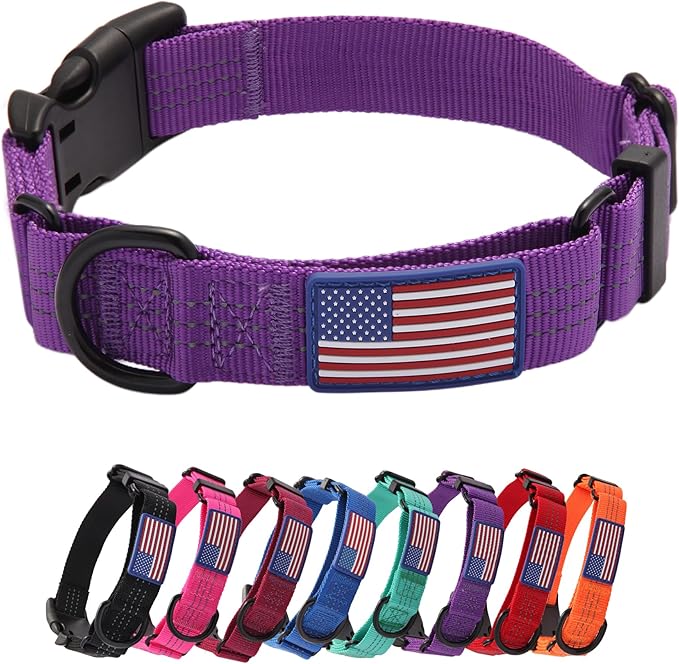 Martingale Dog Collar Quick Release Buckle No Pull Reflective Non-Slip for Medium Large Dogs Training (Purple, Large)