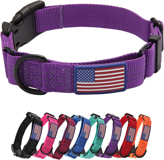 Martingale Dog Collar Quick Release Buckle No Pull Reflective Non-Slip for Medium Large Dogs Training (Purple, Large)