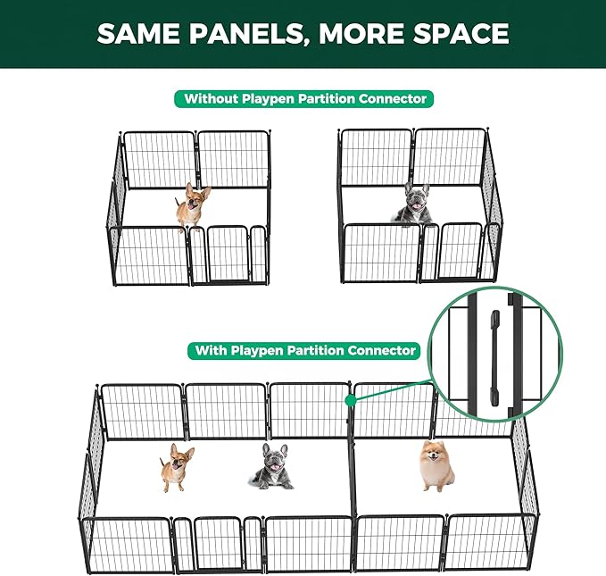 FXW Playpen Connectors, 2-Pack (Playpen Not Included), Accessories Only fit FXW Homeplus/Rollick/Instant 24inch Height Dog Pen, Black│Patent Pending