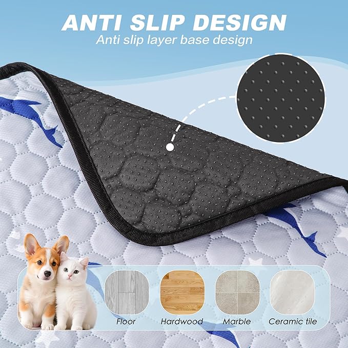 Washable Pee Pads for Dogs, 2 Pack Puppy Pads, Super Absorbent & Leakproof with Anti-Slip Bottom for Dog Training, Crates, Car, Pet Pee Pads, and Furniture Protection, 48"x48"