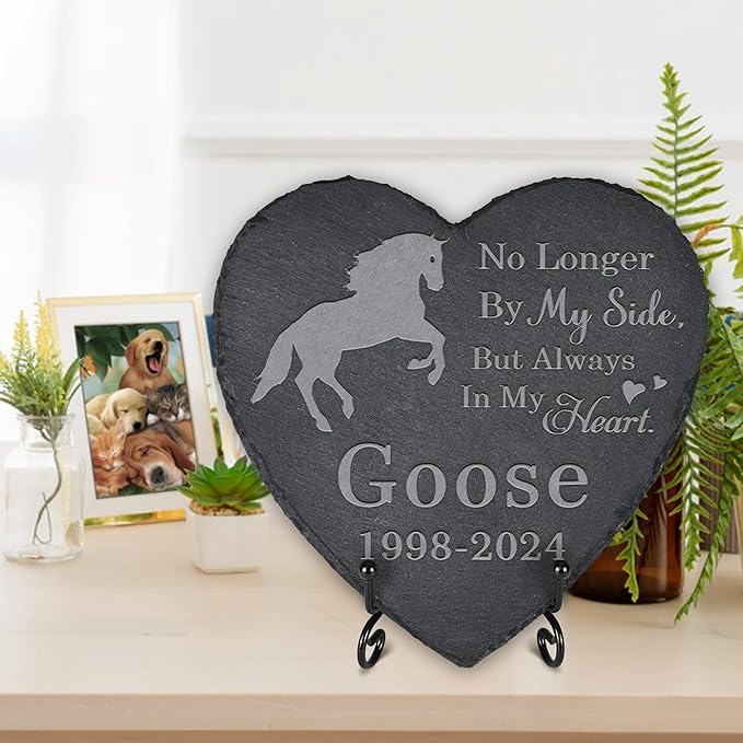 Horse Memorial Stone Horse Headstone - Memorial for Horse - Loss of Horse - Horse Keepsake - Pet Remembrance Horse - in Memory of Horse (Heart-Shaped)