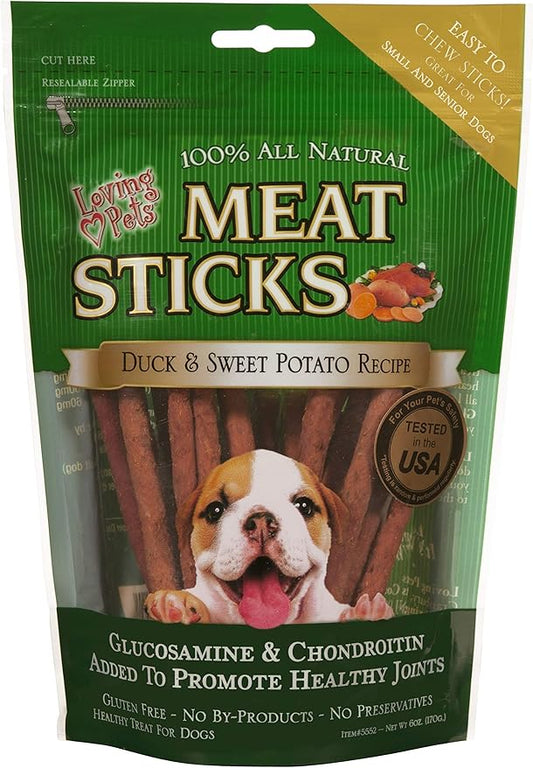 Loving Pets Gourmet Meat Sticks - Sweet Potato and Duck Recipe, Dog Treat, 6oz