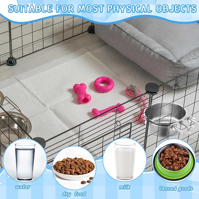 Silkfly 14 Pack Stainless Steel Hanging Dog Crate Bowls, Non-Spill Kennel Food & Water Bowls with Screw Clamp Holders, Removable, Easy to Clean Metal Cage Feeder for Pets(19 oz)