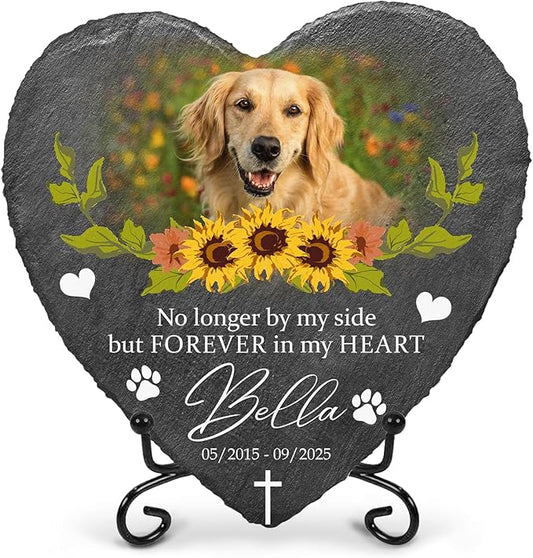 Custom Pet Stone Memorial Dog Memorial Plaque with Photo | Pet Memory Stone for Dog Sympathy Gifts Personalized Gifts for Dogs | Customized Headstone in Loving Memory Pets for Pets Lovers