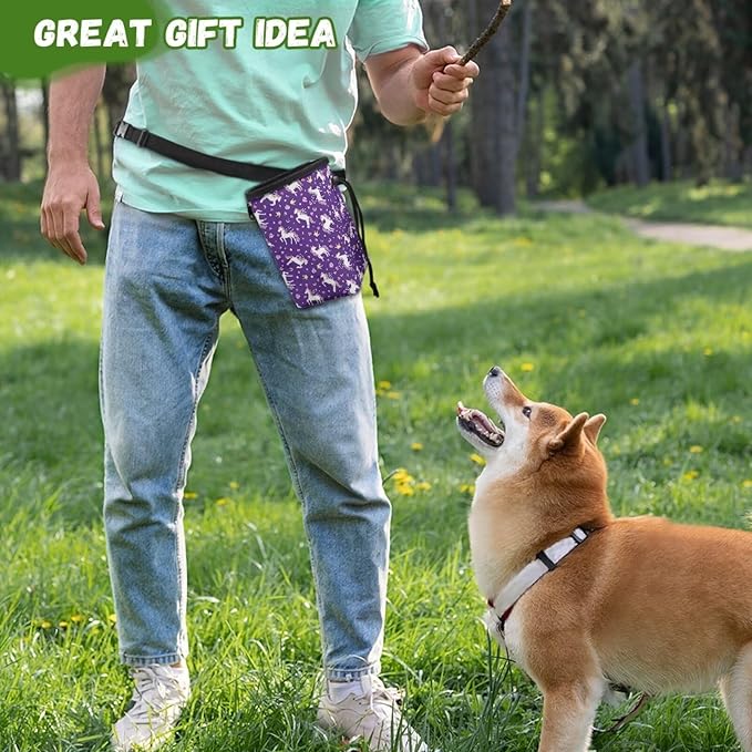 Rainbow Horse Dog Walking Bag Puppy Training Pouch, Puppy Dog Training Treat Bag Pet Training Walking & Rewarding Holder with Waistband Easy to Carry