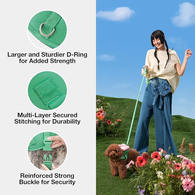 VETRESKA Flora Dog Harness, Leash and Collar Set, No Pull Dog Vest Harness for Walking and Training, Adjustable, Easy Control and Soft Padded Pet Harness and Backpack for Small Medium Large Dogs, L