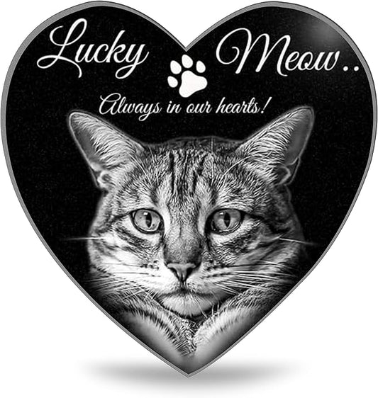 ADFSTONE 12" Heart Shaped Pet Memorial Stones Personalized Dog Remembrance Gifts, Customized Cat Picture Grieving Plaque, DIY Gravestone, Custom Sympathy Photo Gift, Animal Grave Markers