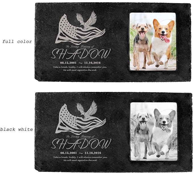 Fanery Sue Custom Cat Memorial Stones with Full Color Image, Dog Memorial Gift Garden Stones, Pet Grave Markers Personalized, All-Natural Memorial Headstone for Pet