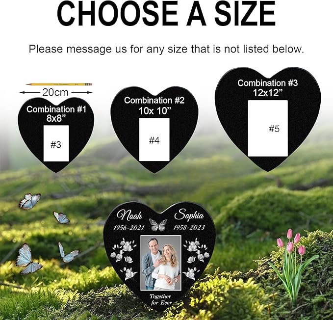 ADFSTONE Grave Markers for Cemetery for Humans- Flat Headstones for Graves, Granite Memorial Plaques Personalized, Head Stones Monuments for People, Picture Memory Plaques for Loved Ones Lost