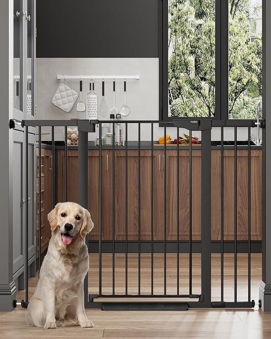Cumbor 36" Extra Tall 29.7-51.5" Baby Gate for Stairs, Easy Walk Through Dog Gates for Doorways Extra Wide, Pressure Mounted Tall Pet Gate Indoor, Safety Auto-Close Child Gate for Kids, Black