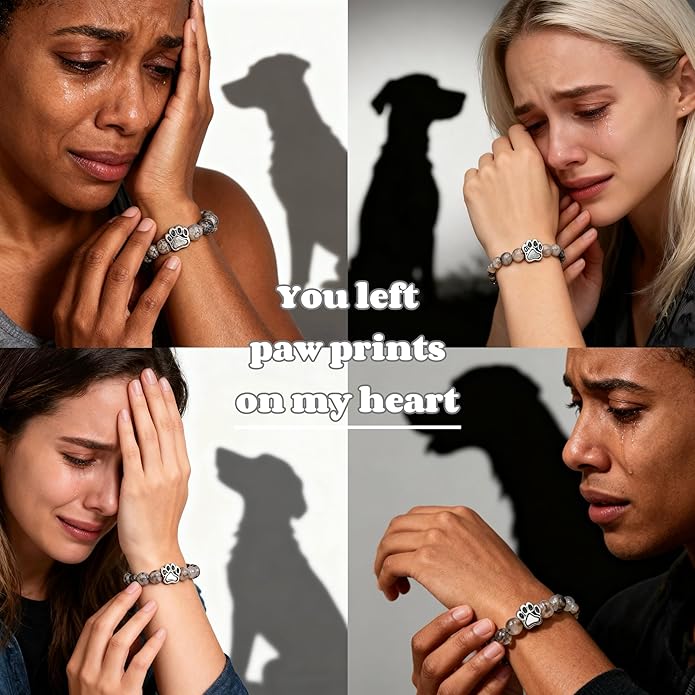 LINGYUAN Pet Memorial Gifts for Dogs Cats, Pet Memorial Bracelet, Remembrance Pet Loss Sympathy Gift for Cat Dog Lovers, Bereavement Gifts for Loss of Pet