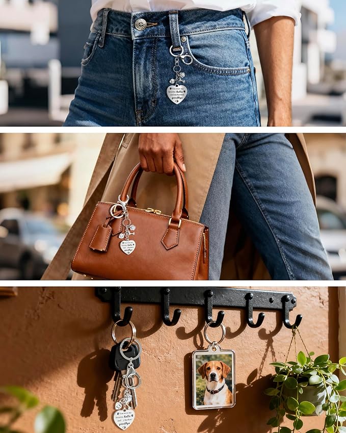 Belloxis Pet Memorial Gifts for Loss of Dog, Rainbow Loss Sympathy Gift Bridge Keychain for Cat Pet Died Cats Death Dogs Lost Memorial Women Men Pass Away Animal Paw Print Heart Key Chain Gift