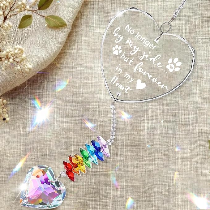 Andthen Dog Memorial Gifts for Loss of Dog, Dog Memorial Crystal Suncatcher with Rainbow Bridge Card