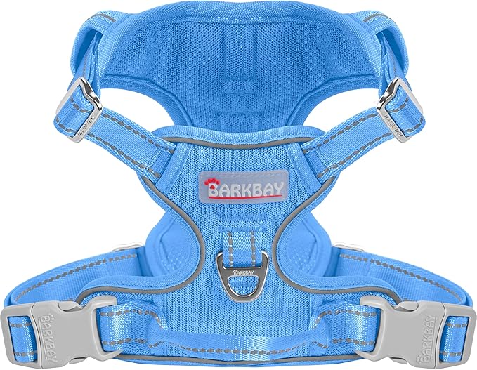 BARKBAY Dog Harness No Pull Mesh for Large Dogs - Adjustable, Reflective, Comfortable, No Choke, Heavy-Duty - Perfect for Outdoor Training, Walking, and Hiking-Strong & Durable- XL & Blue Mesh