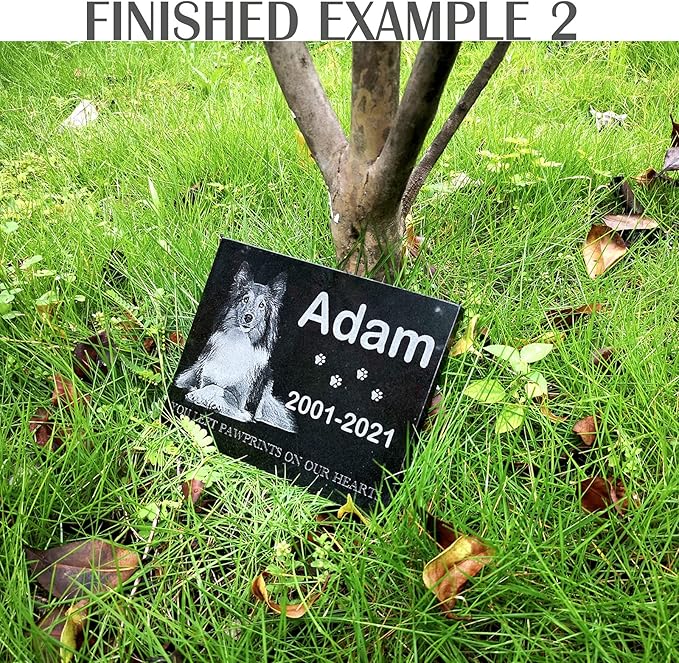 ADFSTONE 16" Round Shaped Pet Memorial Stones Personalized Dog Remembrance Gifts, Customized Cat Picture Grieving Plaque, DIY Gravestone, Custom Sympathy Photo Gift, Animal Grave Markers