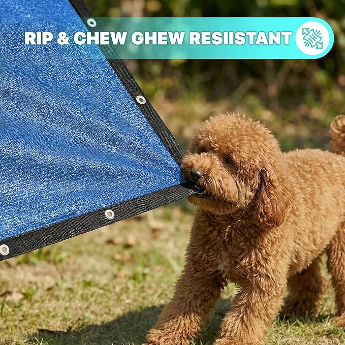 Royal Shade 3' x 4' Blue Custom Size 90% Shade Cloth Dog Kennel Shade Mesh Tarp Sunblock with Grommets for Dog Kennel Cover, Fence Privacy Screen, Greenhouse, Chicken Coop & Pet Playpen.