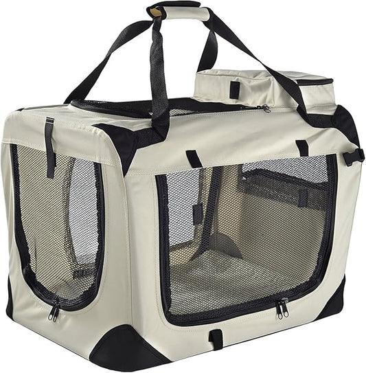 MOOL Lightweight Fabric Pet Carrier Crate for Dogs, Cats or Small Animals, Beige