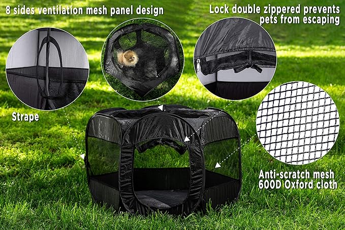 Zento Deals Portable pet playpen – Foldable Collapsible Lightweight Puppy Tent - Indoor or Outdoor Dog Tent, Animal Kennel, Pet Exercise – (23”Width x 24”Length x 23”Height)