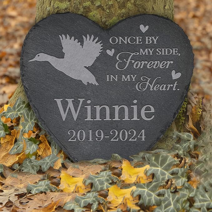 Personalized Pet Memorial, Duck Memorial Stone, Duck Tombstone, Duck Grave Marker, Duck Memorial Gifts, Duck Loss - Heart-Shaped