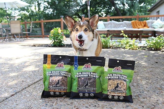 Redbarn Pet Products All-Natural Air Dried Beef Training Treats for Puppies & Dogs – Grain-Free Single Protein Rewards Made in USA for Small, Medium, & Large Breeds - 8 oz Resealable Bag
