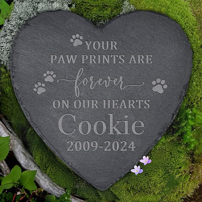 Dog Memorial Gifts for Loss of Dog, Dog Memorial Stone, Pet Memorial Gifts, Pet Memorial Stone, Pet Loss Sympathy Gift, Cat Memorial Gifts, Dog Bereavement Gifts - Paw Prints Are Forever on Our Heart