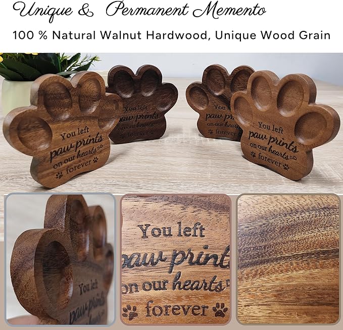 Dog Memorial Gift Set,Paw Print Shape Ornament to Remember Dog or Cat,Walunt Hardwood,Rainbow Bridge Pet Memorial Bracelet,Sympathy Gifts for Women Men Who Lost Pets