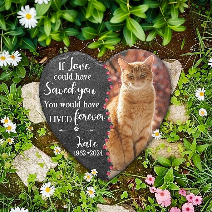 Dog Stones Memorial Personalized Pet Loss Gifts Dog Memorial | Cat Memory Stone Outdoor with Photo | Best Thoughtful Gift for Pets Loss | Pet Remembrance Stone for Furry Companion Passed Away