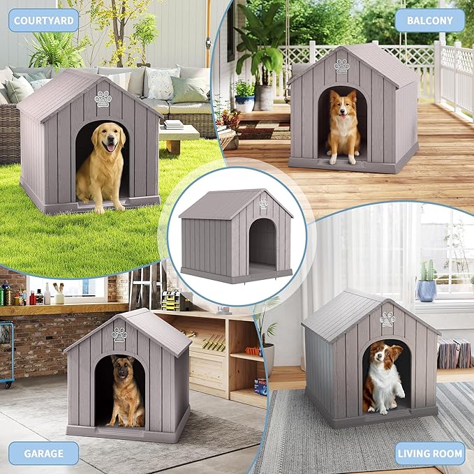 DRATO Large Dog House with Waterproof- Indoor & Outdoor Pet Shelter for Small to Large Dogs, Easy Clean & Quick Assembly