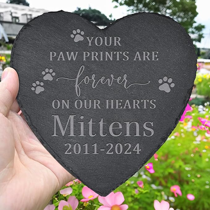 Pet Memorial Gifts, Pet Memorial Stone, Dog Memorial Gifts for Loss of Dog, Pet Remembrance Gift, In Memory of Dog Cat, Loss of Pet Sympathy Gift, Pet Loss Gifts - Forever on Our Hearts(Heart-shaped)